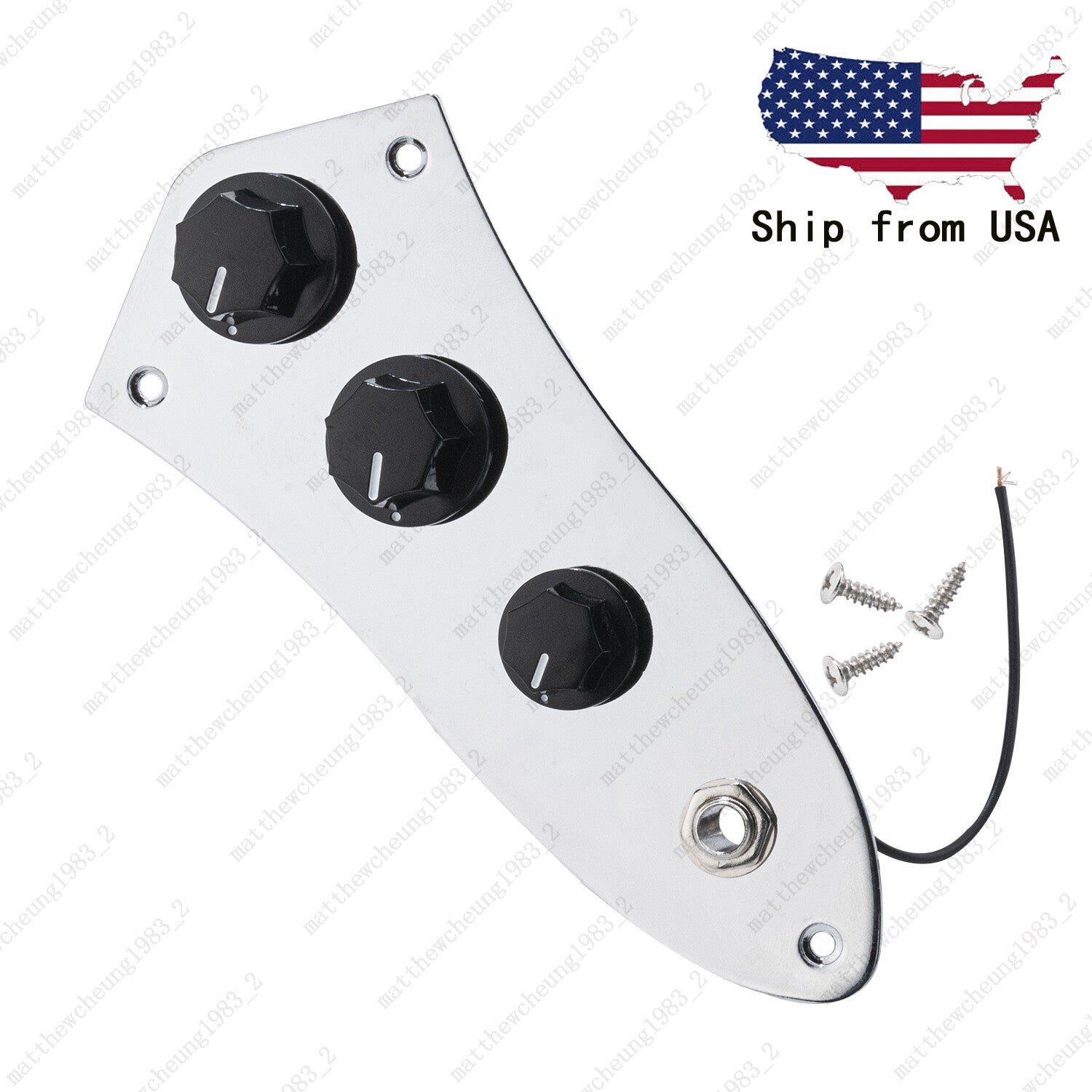 Chrome Prewired Loaded Control Plate Switch Knob Sets For Jazz JB Bass Guitar