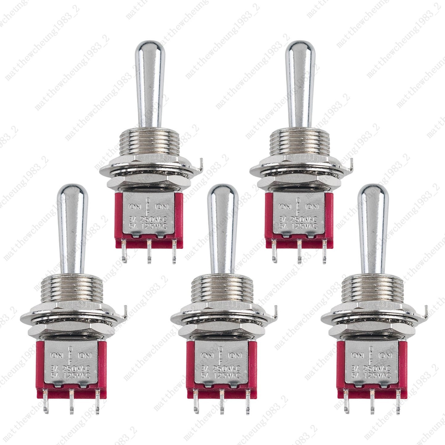 1/3/5 xGuitar Momentary DPDT 6Pin 3-Position (ON)-OFF-(ON) Fat Bat Toggle Switch