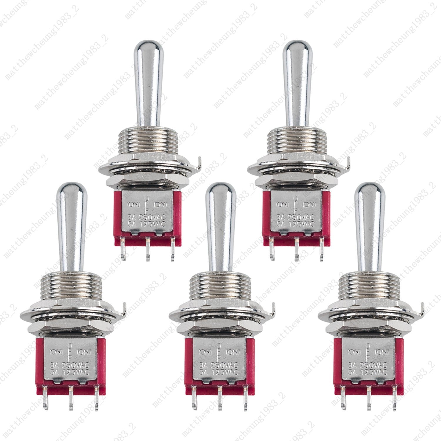 1/3/5 xGuitar Momentary DPDT 6Pin 3-Position (ON)-OFF-(ON) Fat Bat Toggle Switch