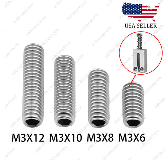 M3x6-12mm Guitar Bridge Height Adjustment Screws 12pcs - Chrome Stainless Steel