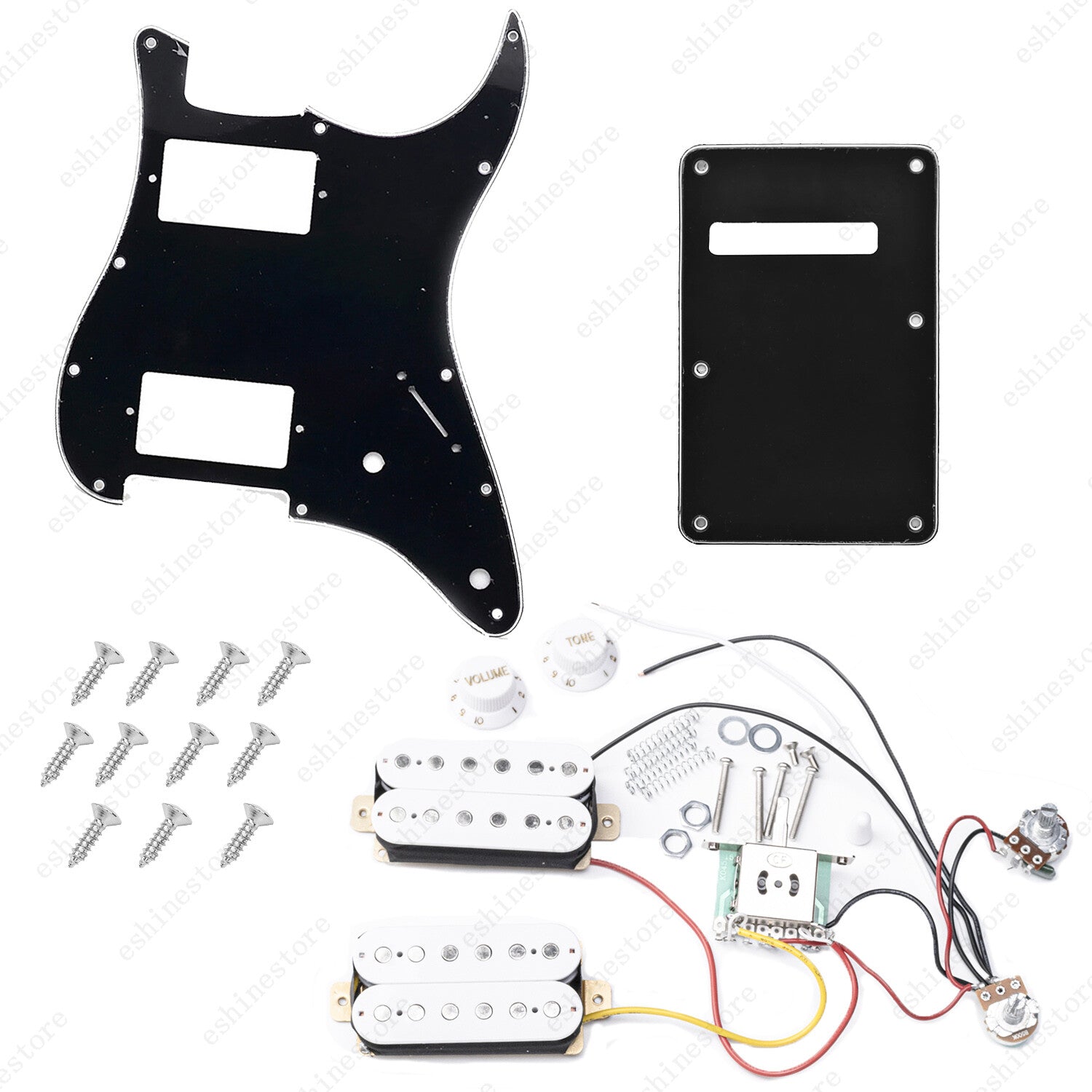 11 Hole Guitar HH Loaded Pickguard Set & Back Plate for SQ FENDER Stratocaster