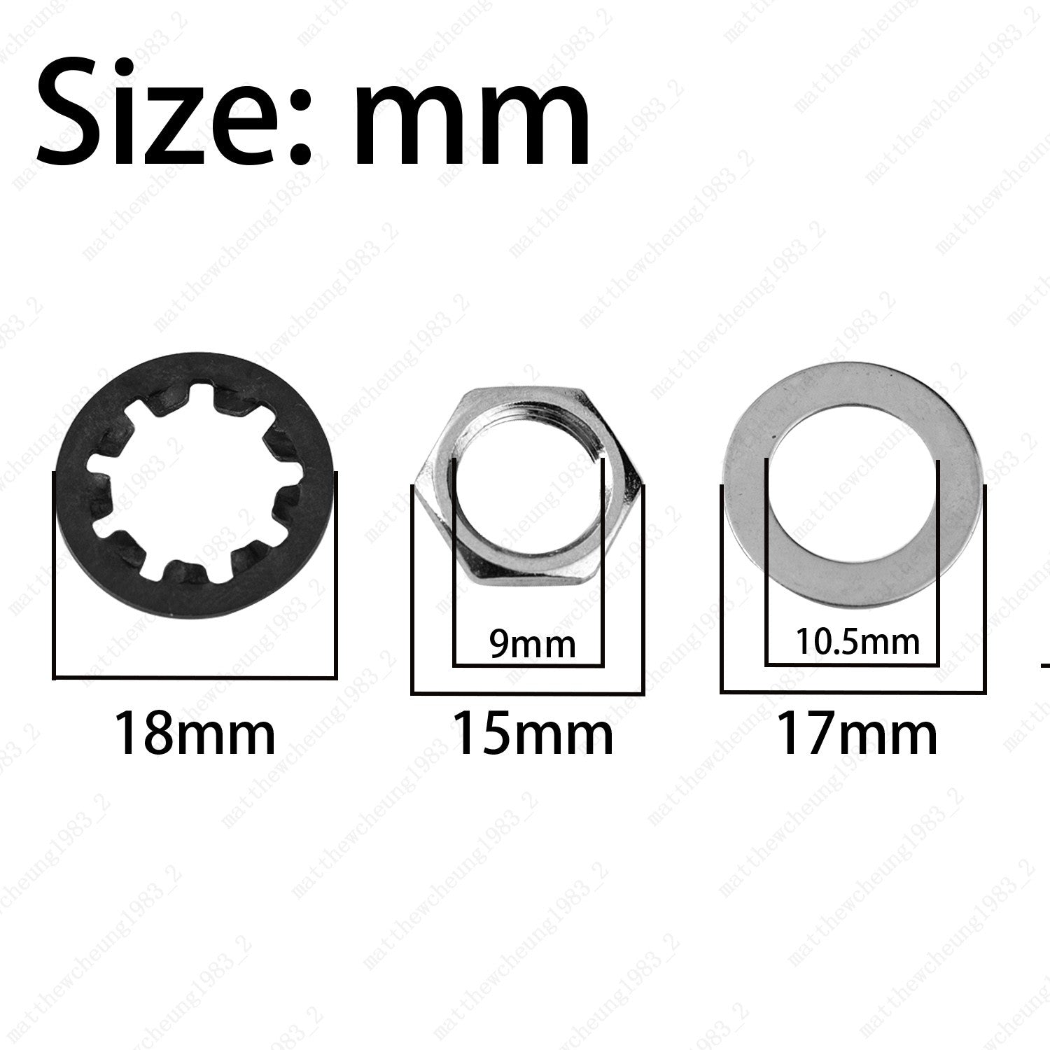 Guitar Nuts Washers Lock Washers for CTS Pots & Switchcraft Jacks-Set of 1/2/4
