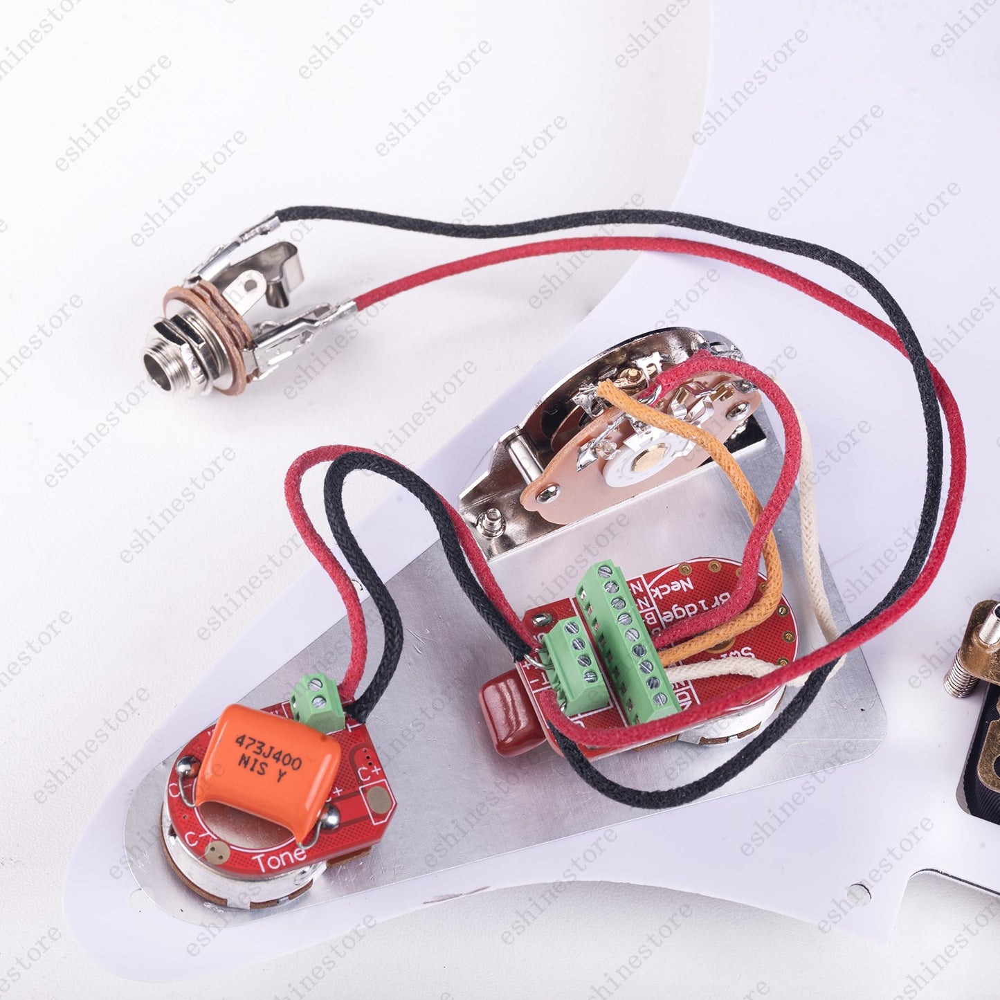 Solderless HH Wiring Harness Brass shaft Pots w/ 3-Way Switch for Stratocaster