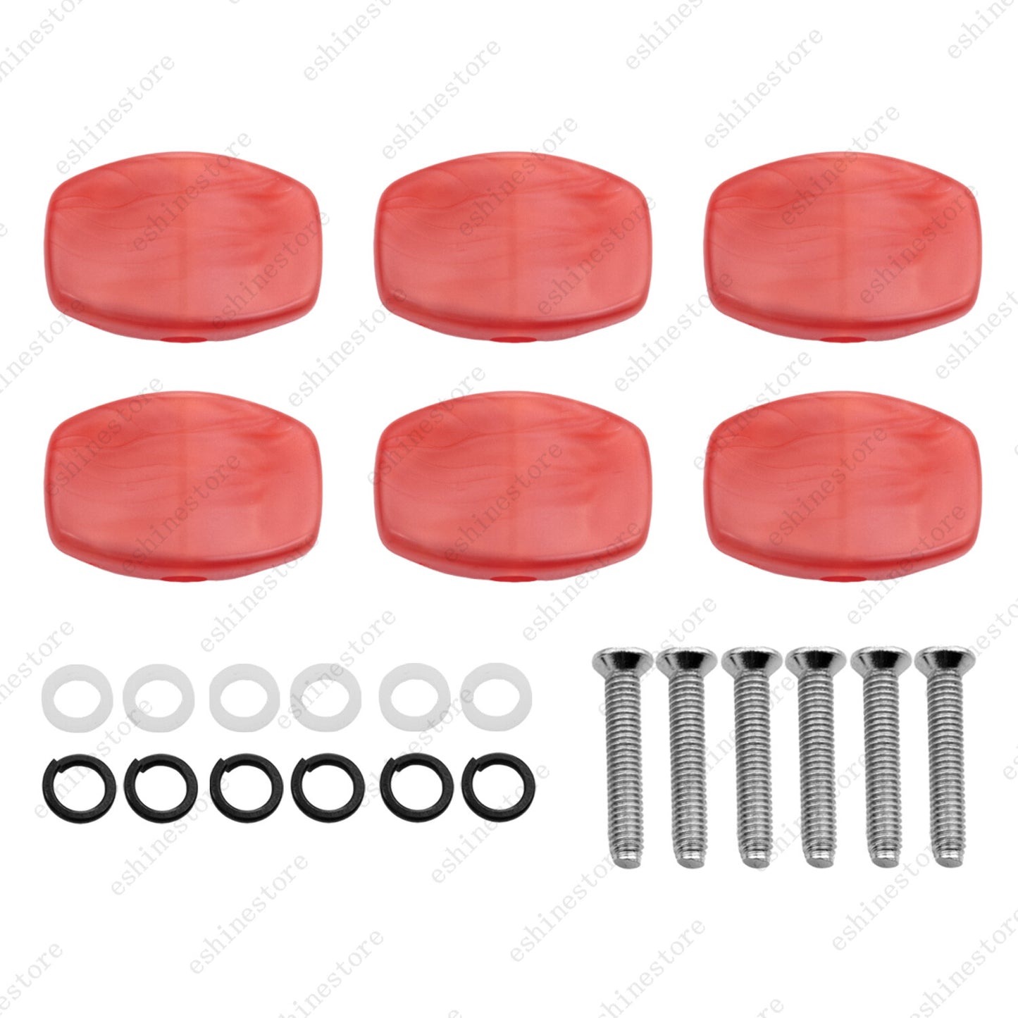 1 Set (6Pcs) Guitar Tuning Peg Button Machine Head Oval Plastic Buttons-3 Colors