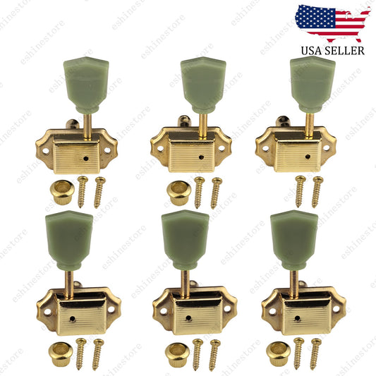 Vintage 3R3L Guitar Tuners 1:15 Ratio with Jade Machine Heads for LP EPI - Gold