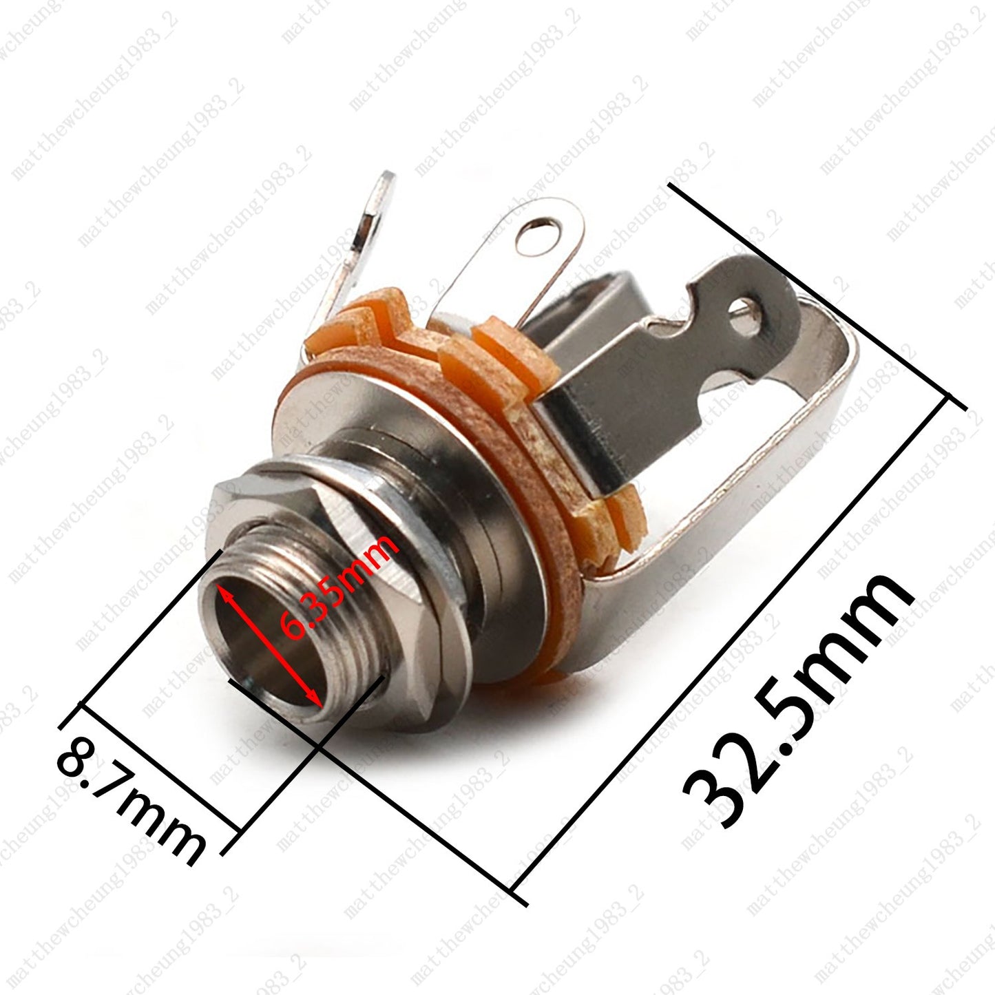 1/2/5 x Electric Guitar Bass 1/4'' 6.35mm Stereo Input Output Jack Socket-Nickel