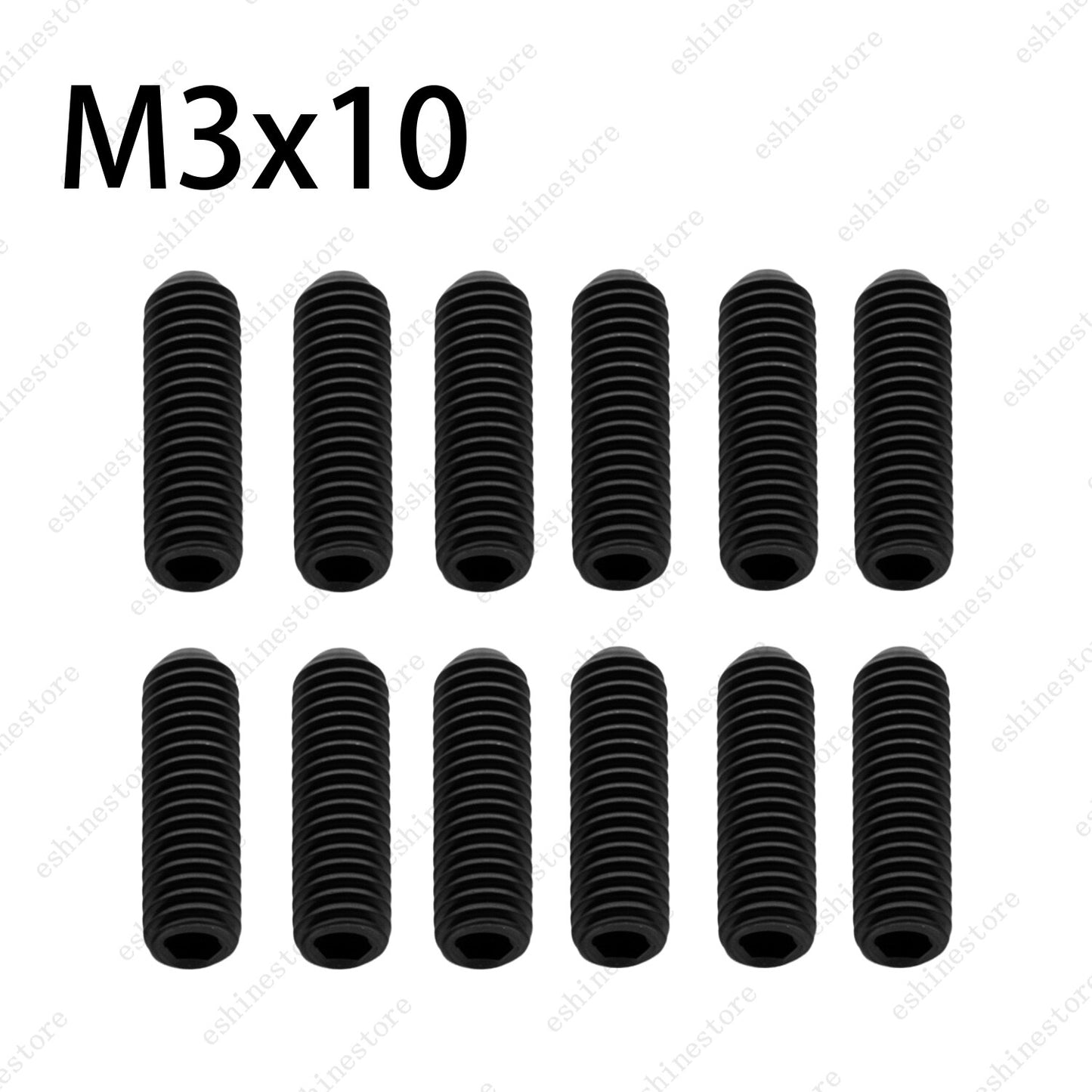 M3x6-12mm Guitar Bridge Adjustment Screws 12pcs - BLACK Alloy Steel Replacement