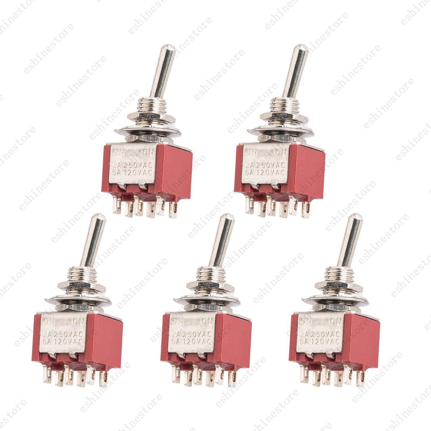 Guitar DPDT Red 2 Way 6 Pin ON ON Guitar Mini Toggle Switch Car/Boat Switches