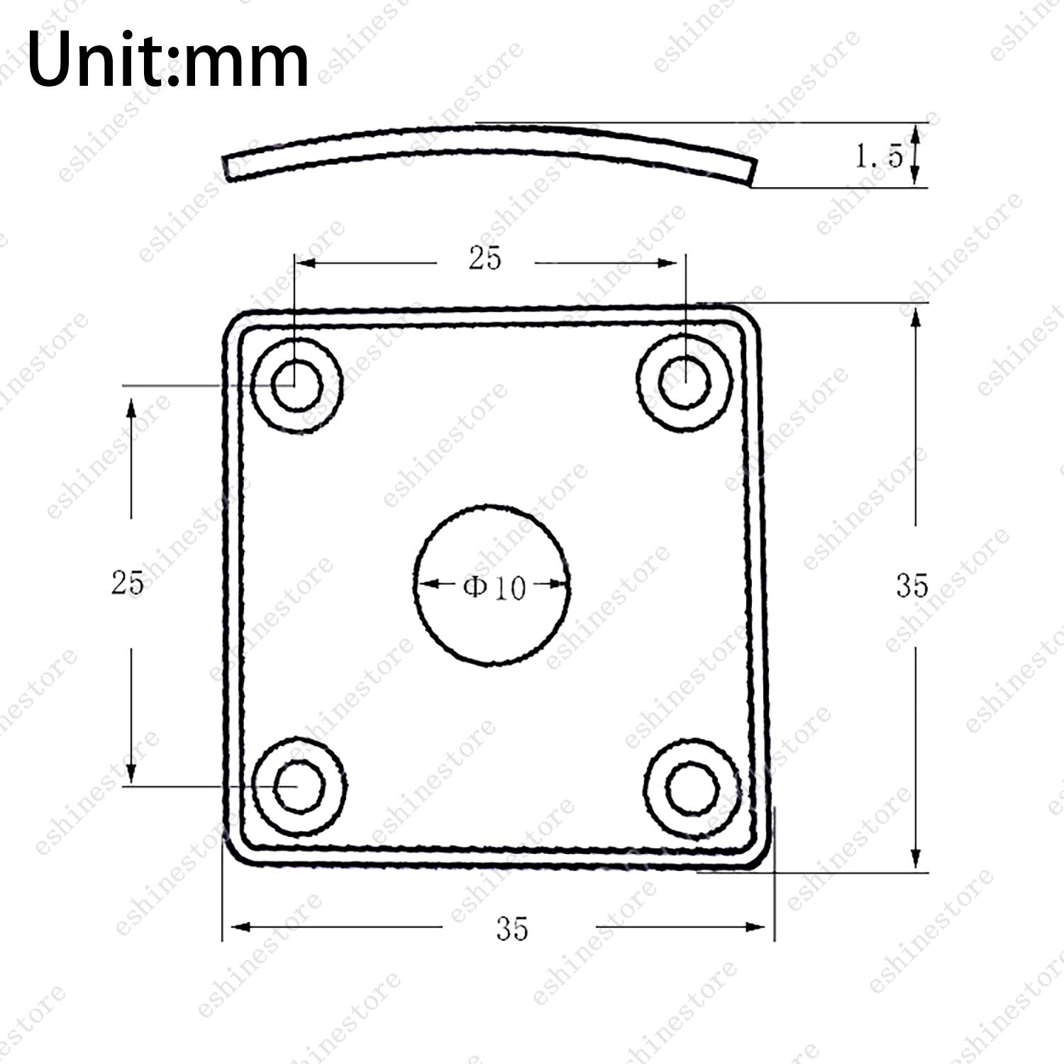 1Piece Curved Electric Guitar Output Square Jack Metal Plate For Gibson Les Paul