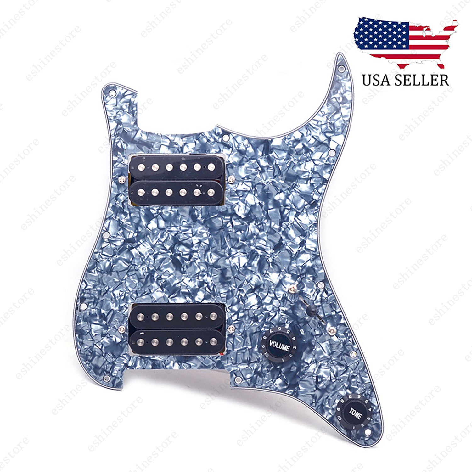 Loaded Strat Pickguard Prewired HH Pickguard with Ceramic Pickups Gray Pearl B