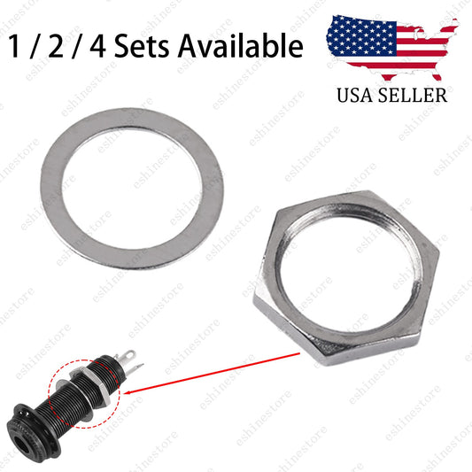 1/2/4pcs M12x0.75 Threaded Nut & Washer for Electric Guitar Bass Output Jack