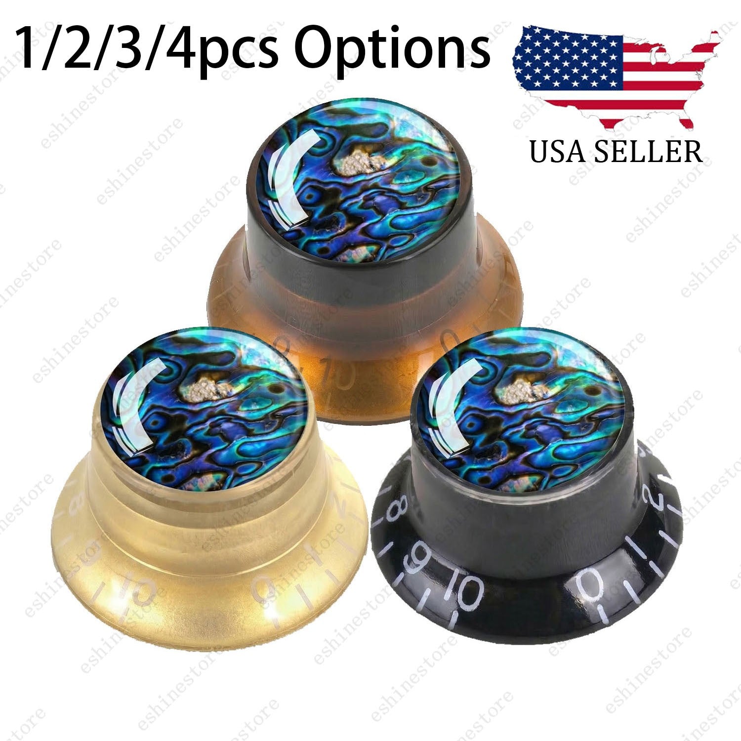 Guitar Reflector Knob with Seashell Pattern Cap Top Hat Knob for Les Paul SG -06