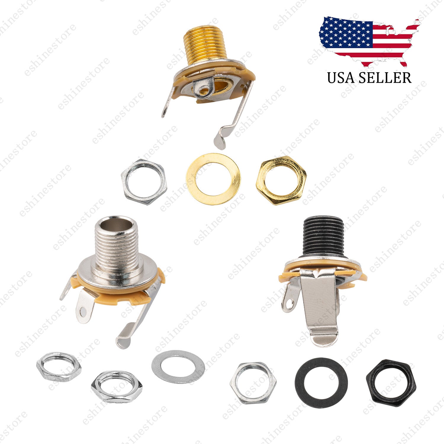 1x Female Guitar/Bass Output/Input Jack 6.35mm TS Mono Panel Mount Jack 3 Color