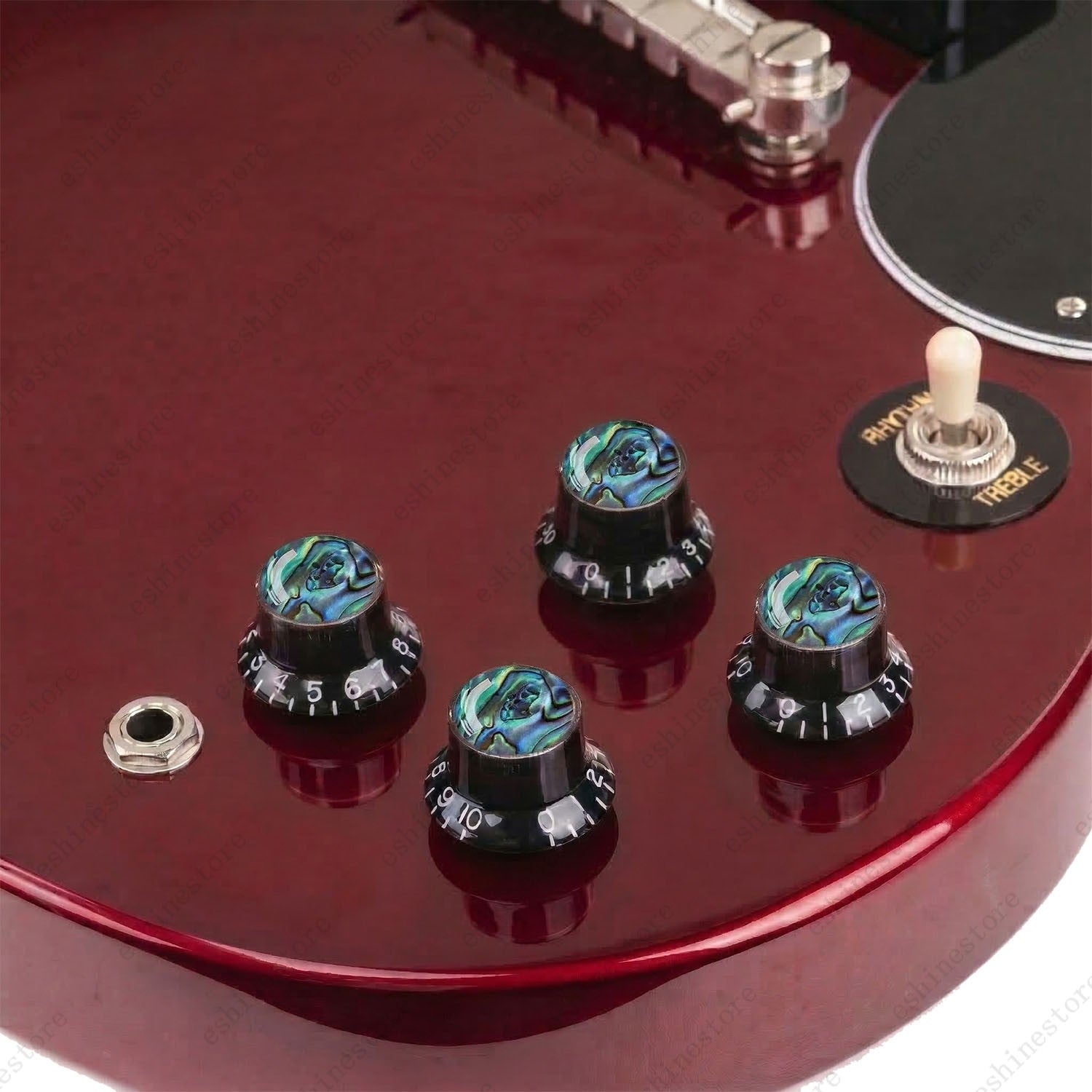 Guitar Reflector Knob with Seashell Pattern Cap Top Hat Knob for Les Paul SG -05