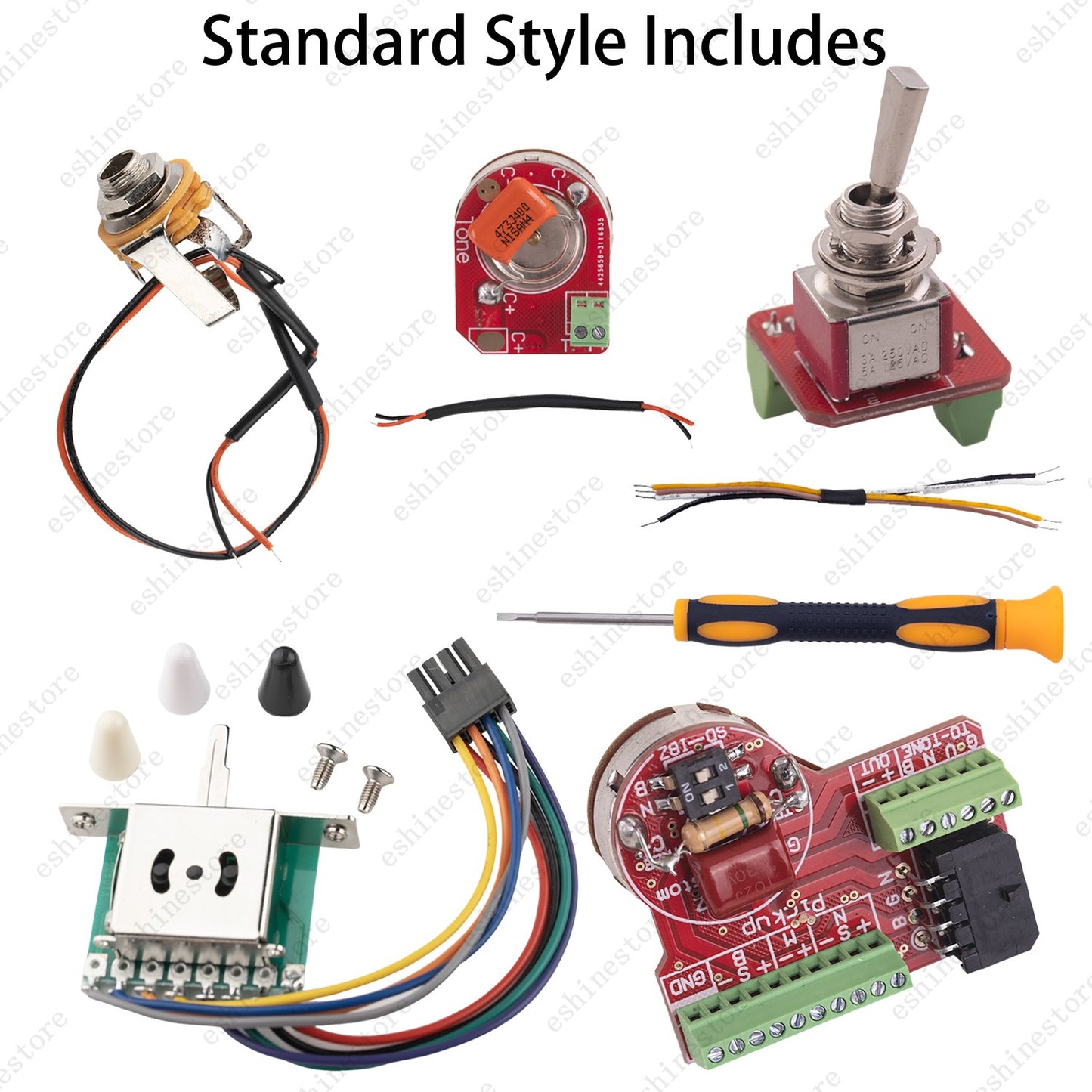 Solderless HSH Wiring Harness Alu Shaft Pots w/ Coil Split for Ibanez OR Strat