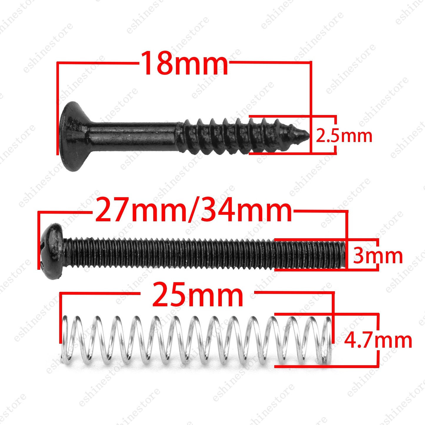 Metric Thread Humbucker Pickup Screw Spring Kit Ring Surround Mounting for LP SG