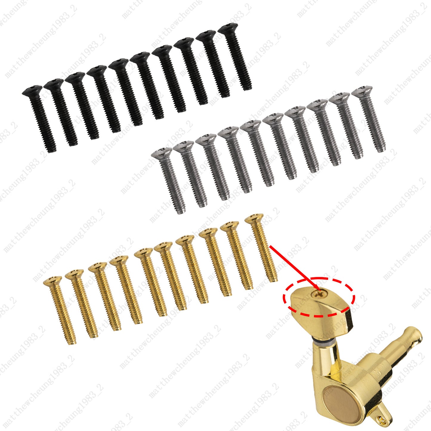 10 Pcs Guitar SHORT TUNER KNOB Tuning Machine Buttons  SCREWS 2.5x14 3 Color