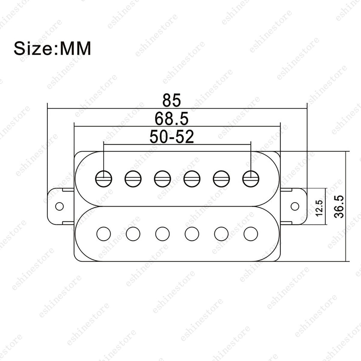 Guitar Passive Alnico 2 Magnet Neck & Bridge 50mm 52mm Humbucker Pickup