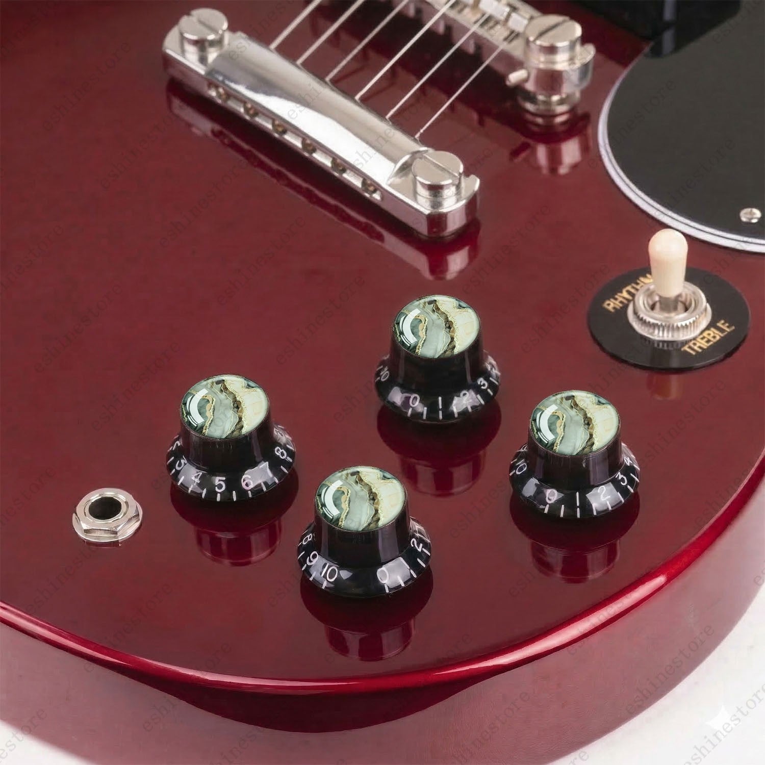 Guitar Reflector Knobs with Marble Texture Cap Top Hat Knob for Les Paul SG - 05