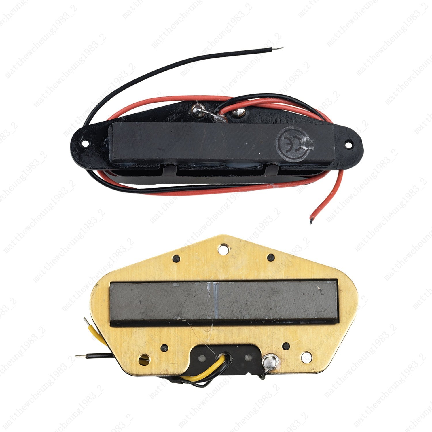 A set of Ceramic Single Coil Neck+Bridge Pickup for TELE Guitars - Gold+Black