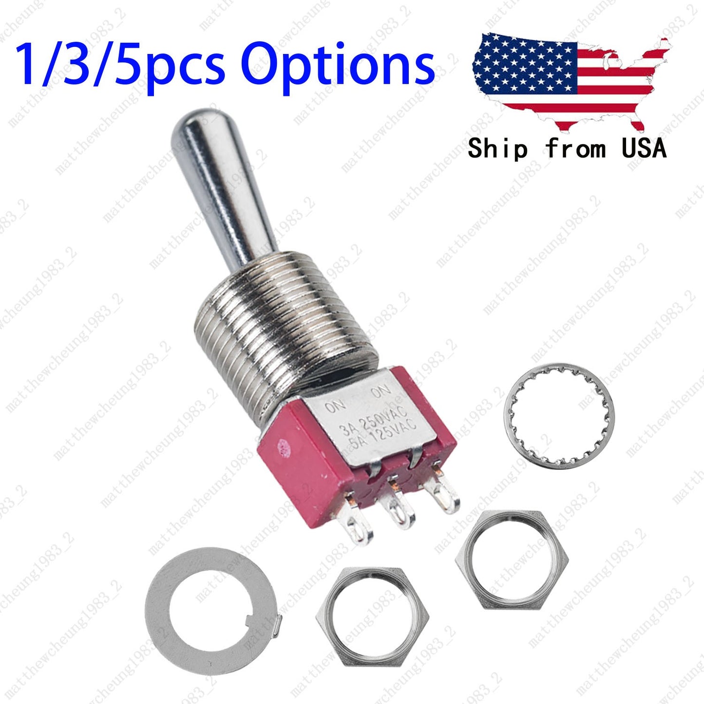 1/3/5 x Guitar/AMP Fat Bat Toggle Switch SPDT 3 Pin 2-Position ON-ON Sealed