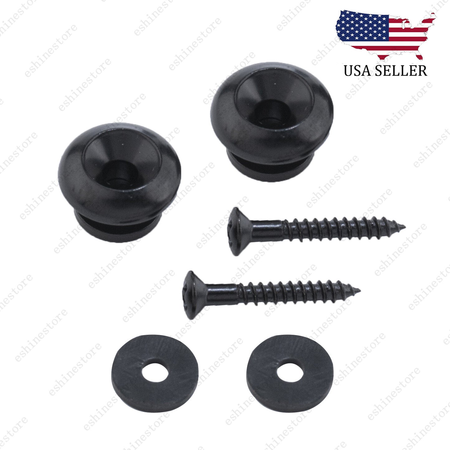 Set of 2 Black Guitar Strap Locks End Pins Button Pegs for Guitar Bass Ukulele