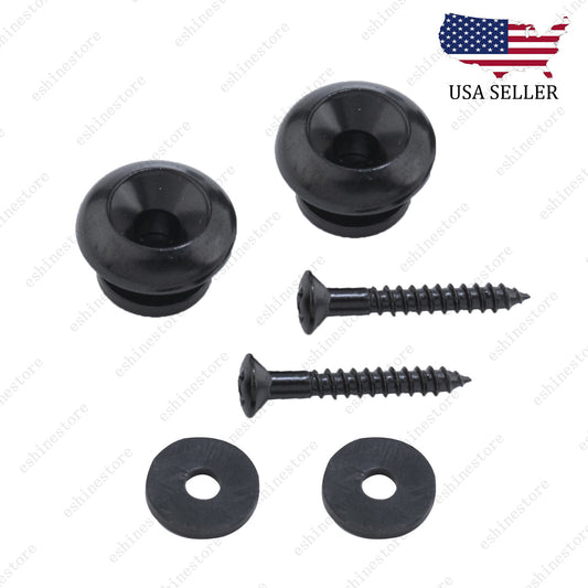 Set of 2 Black Guitar Strap Locks End Pins Button Pegs for Guitar Bass Ukulele