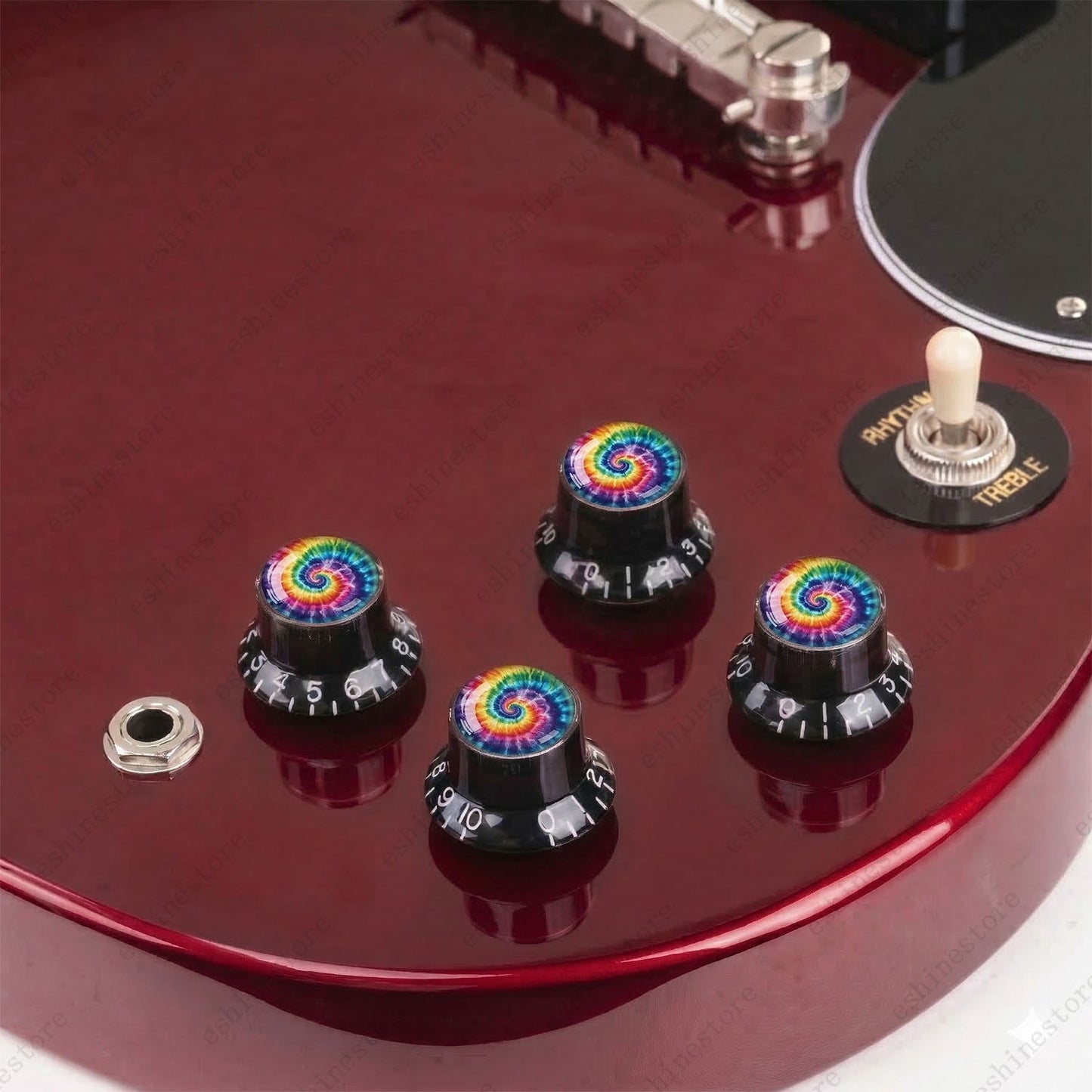 Guitar Reflector Knobs with Spiral Tie Dye Cap Top Hat Knob for Les Paul SG - 04