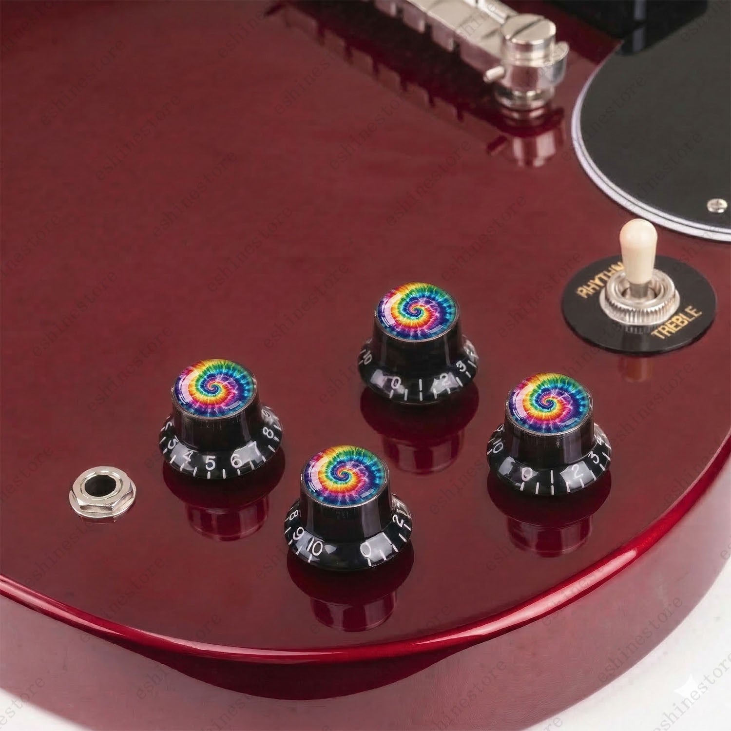 Guitar Reflector Knobs with Spiral Tie Dye Cap Top Hat Knob for Les Paul SG - 04