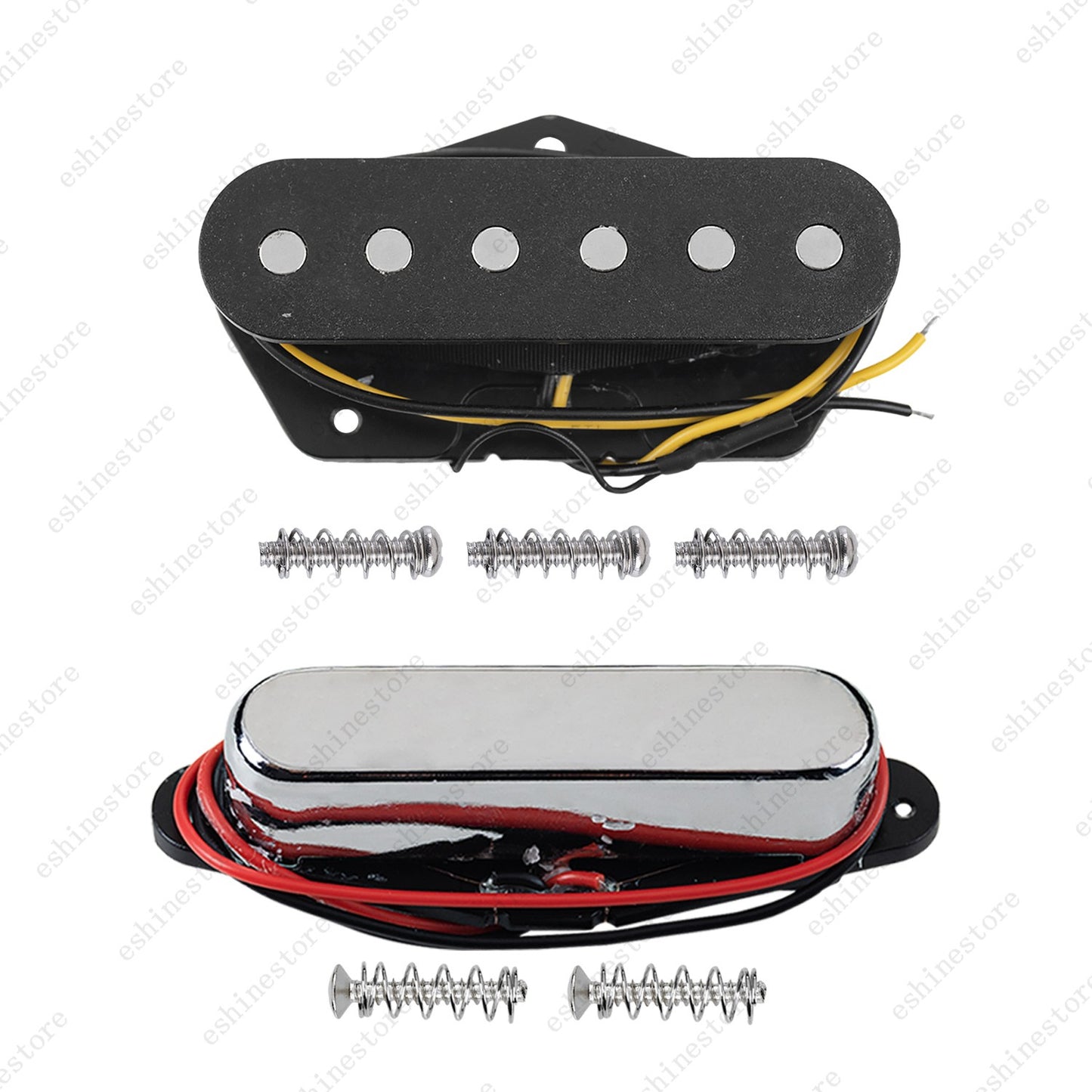 Electric Guitar Ceramic Single Coil Neck & Bridge Pickup Chrome+Black for TELE