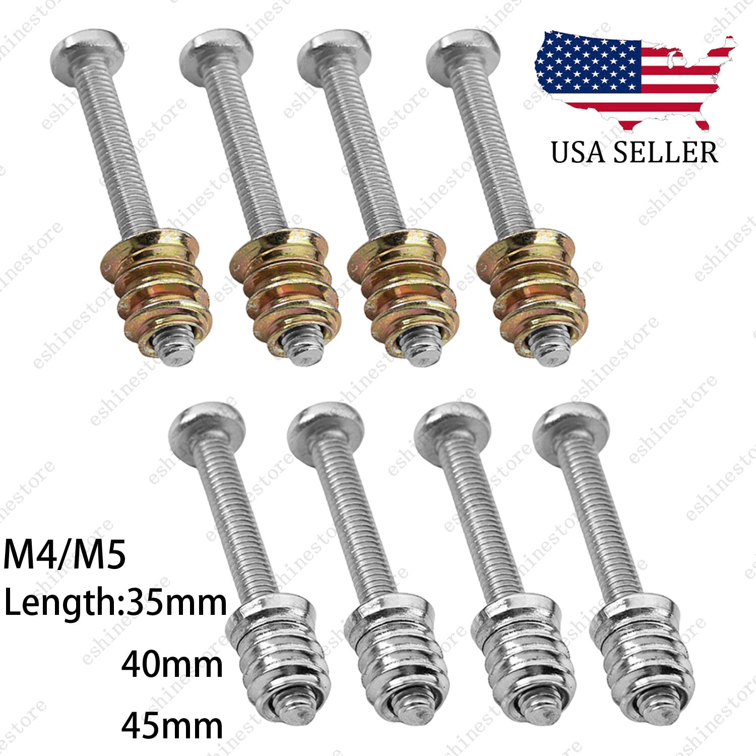 4 Pcs Stainless Steel Bolt-On Neck Guitar Screws and Inserts For Guitar and Bass