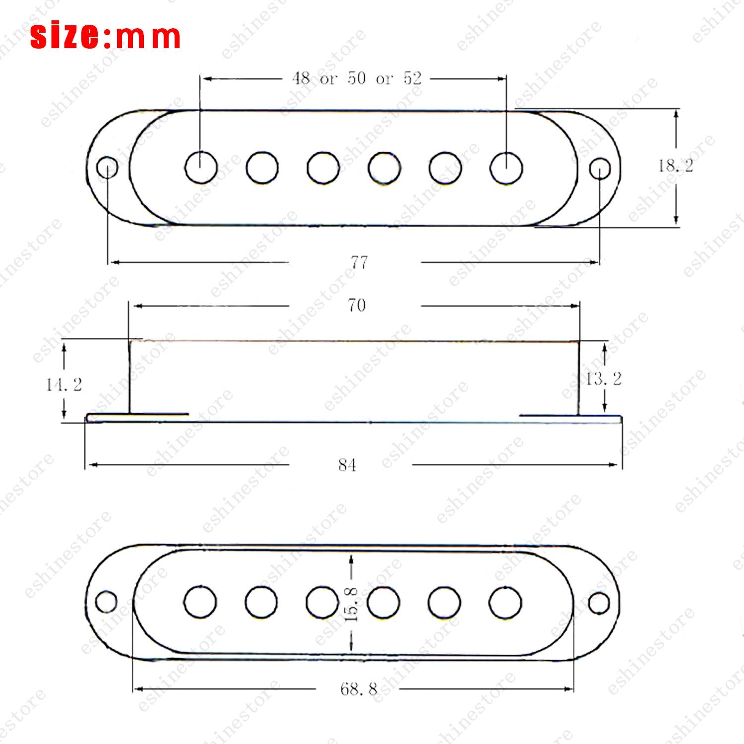 3 Pcs Brass Metal SSS Single Coil Pickup Covers For Fender SQ Strat 5 Colors