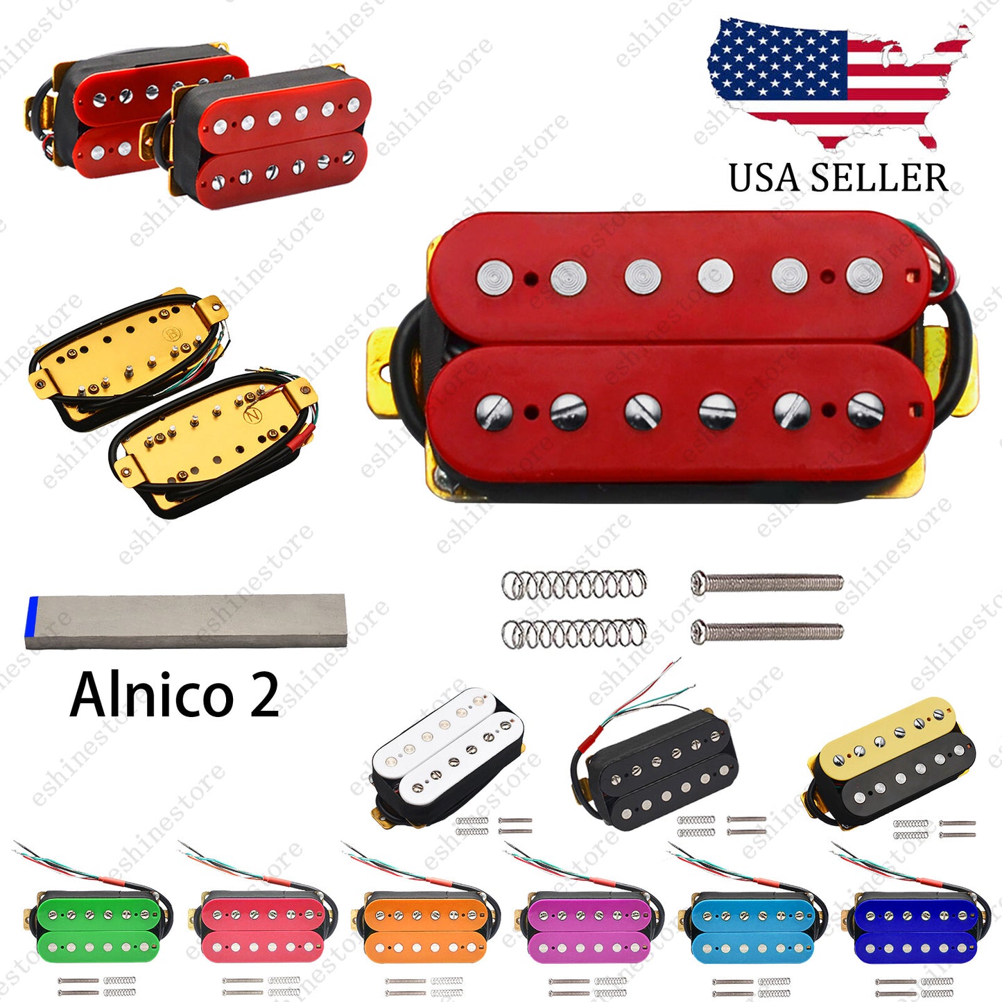 Guitar Passive Alnico 2 Magnet Neck & Bridge 50mm 52mm Humbucker Pickup