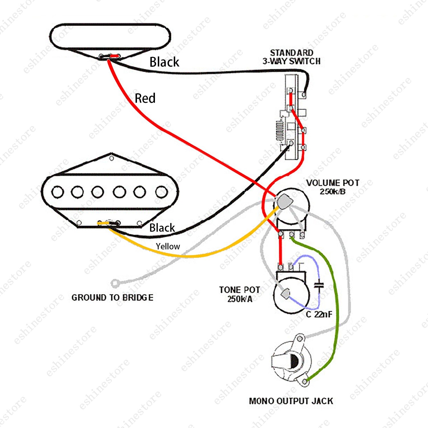 Guitar Single Coil Sealed Neck Pickup Ceramic Magnet for TL Telecaster - 3Colors