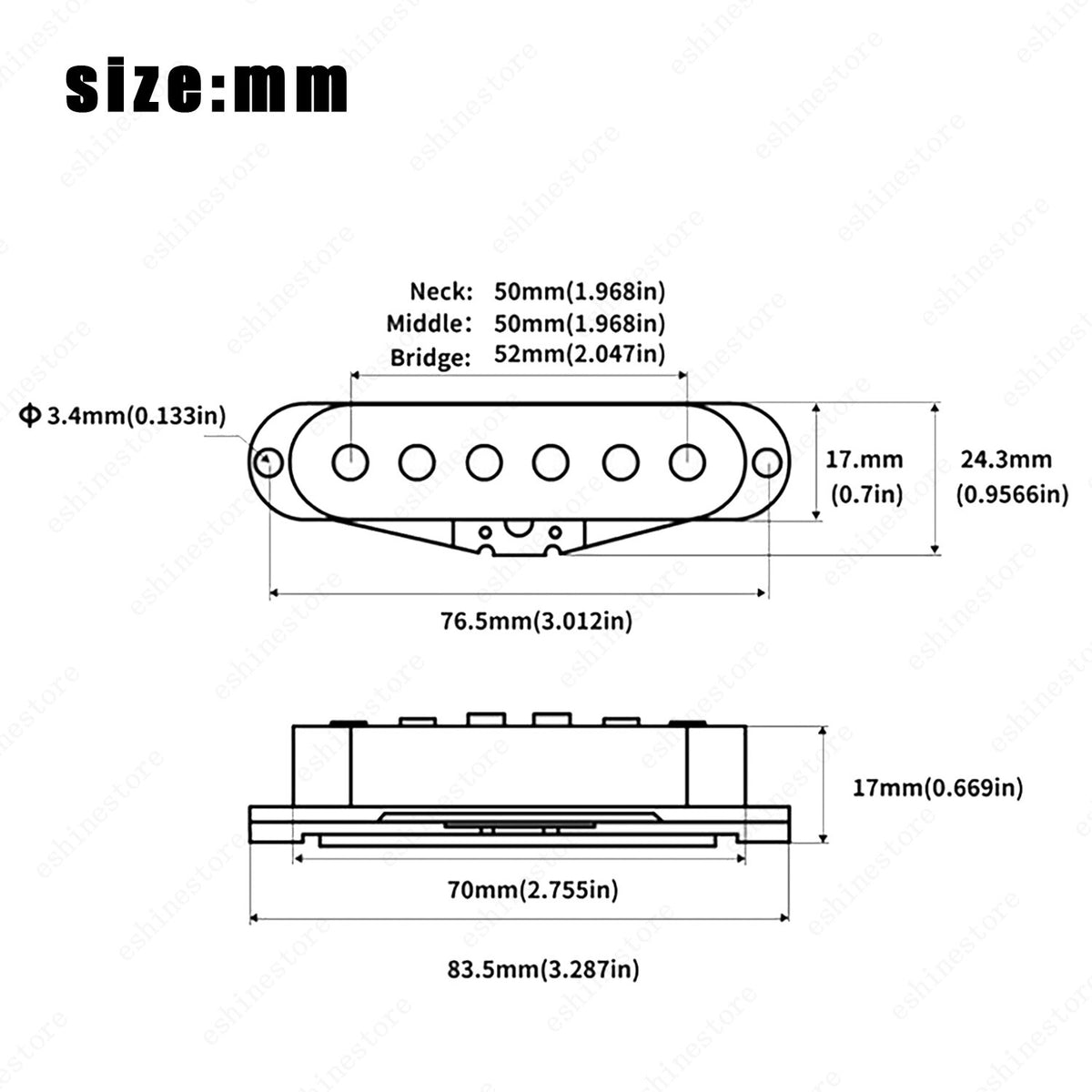 Single Coil SSS Alnico V Magnet Pickup Guitar Neck Middle Bridge for Strat