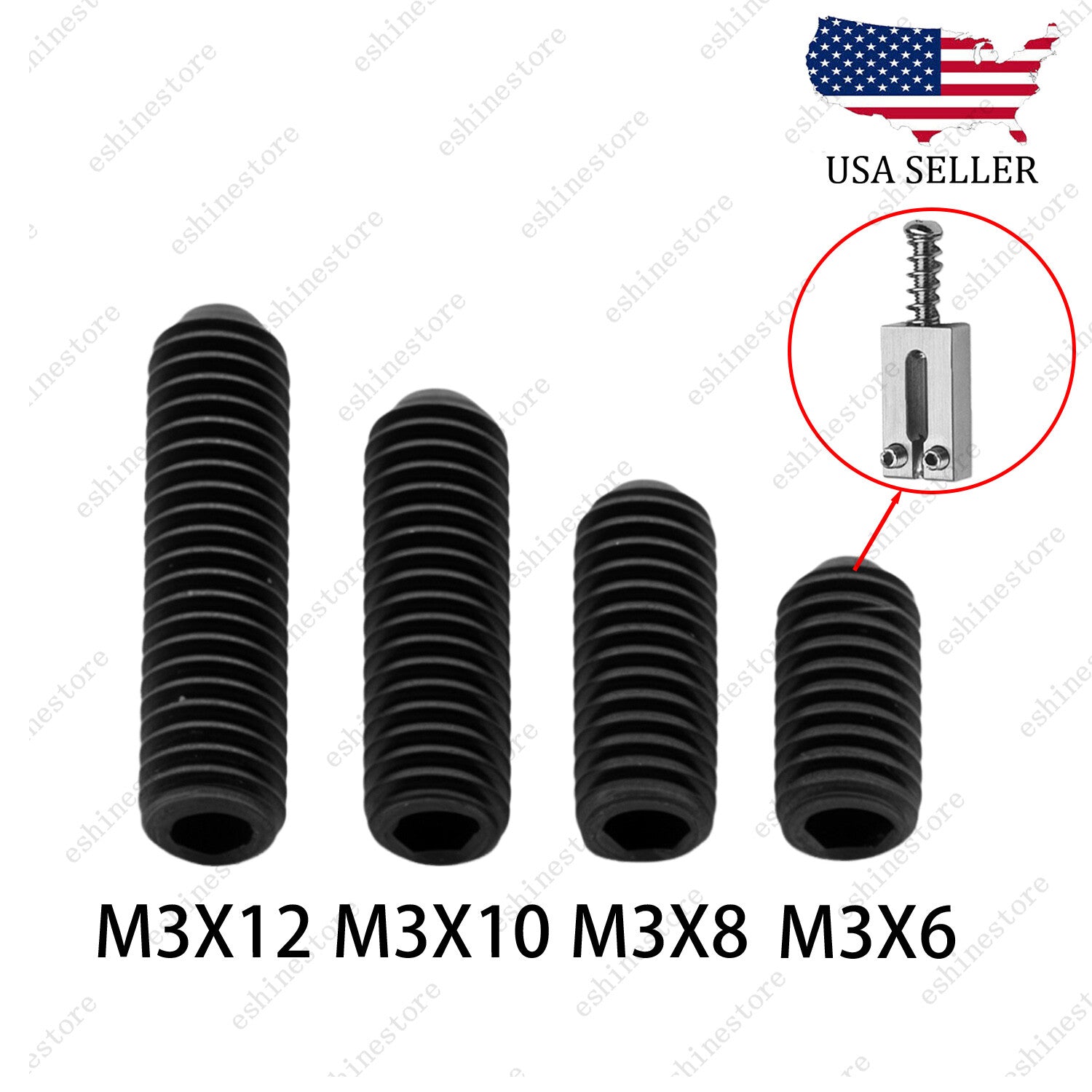 M3x6-12mm Guitar Bridge Adjustment Screws 12pcs - BLACK Alloy Steel Replacement