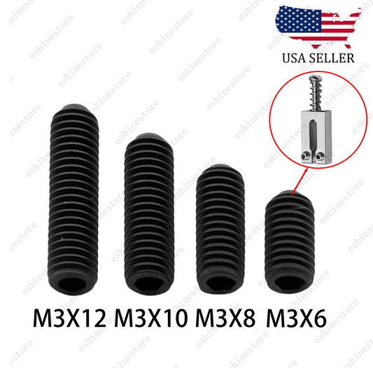 M3x6-12mm Guitar Bridge Adjustment Screws 12pcs - BLACK Alloy Steel Replacement