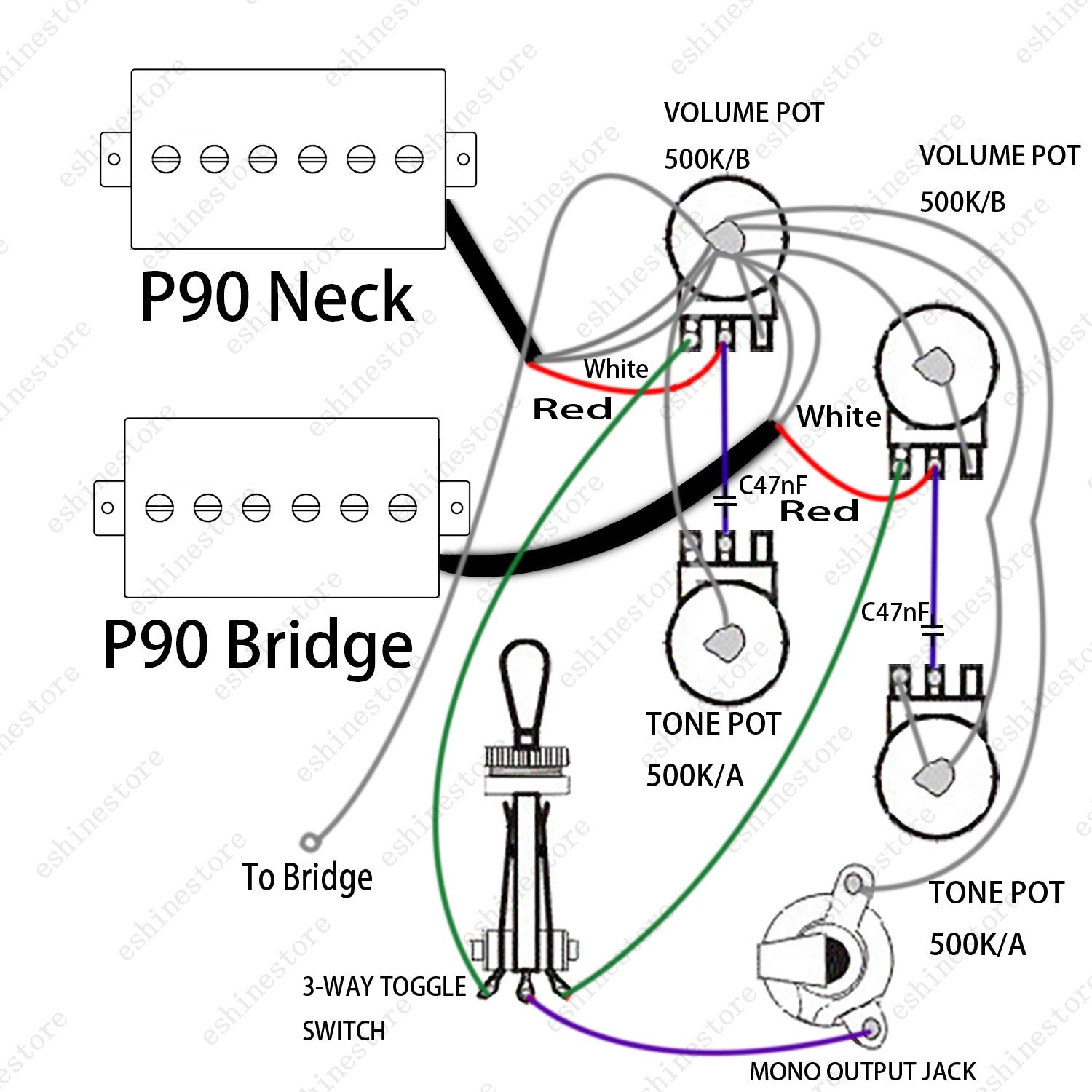 P90 Style Neck / Bridge Single Coil Pickup 6 Adjustable Screw Humbucker Size