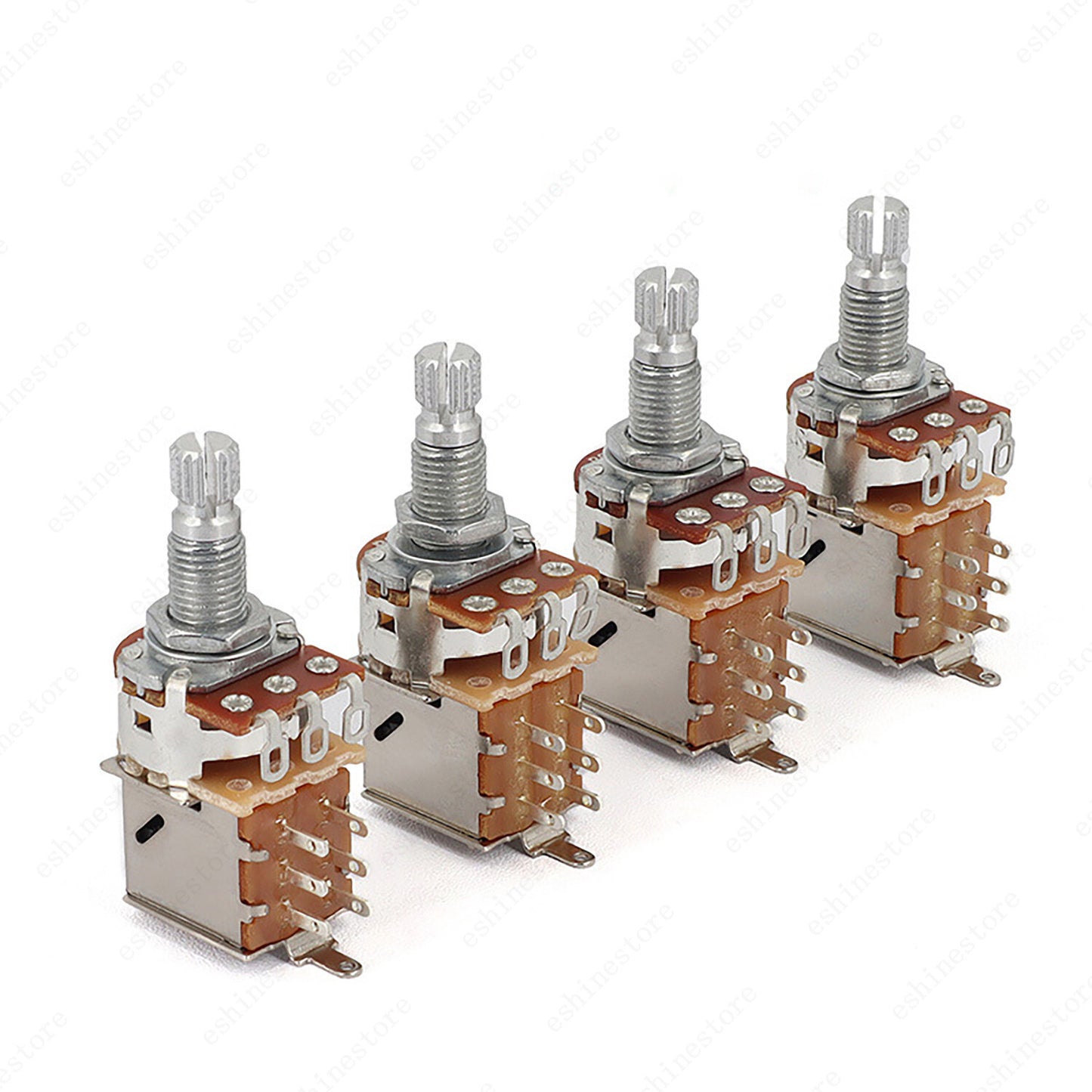 4 Pcs Guitar Push Pull Pot 18-Split Long Shaft switch, A/B/250/500K Tone Volume