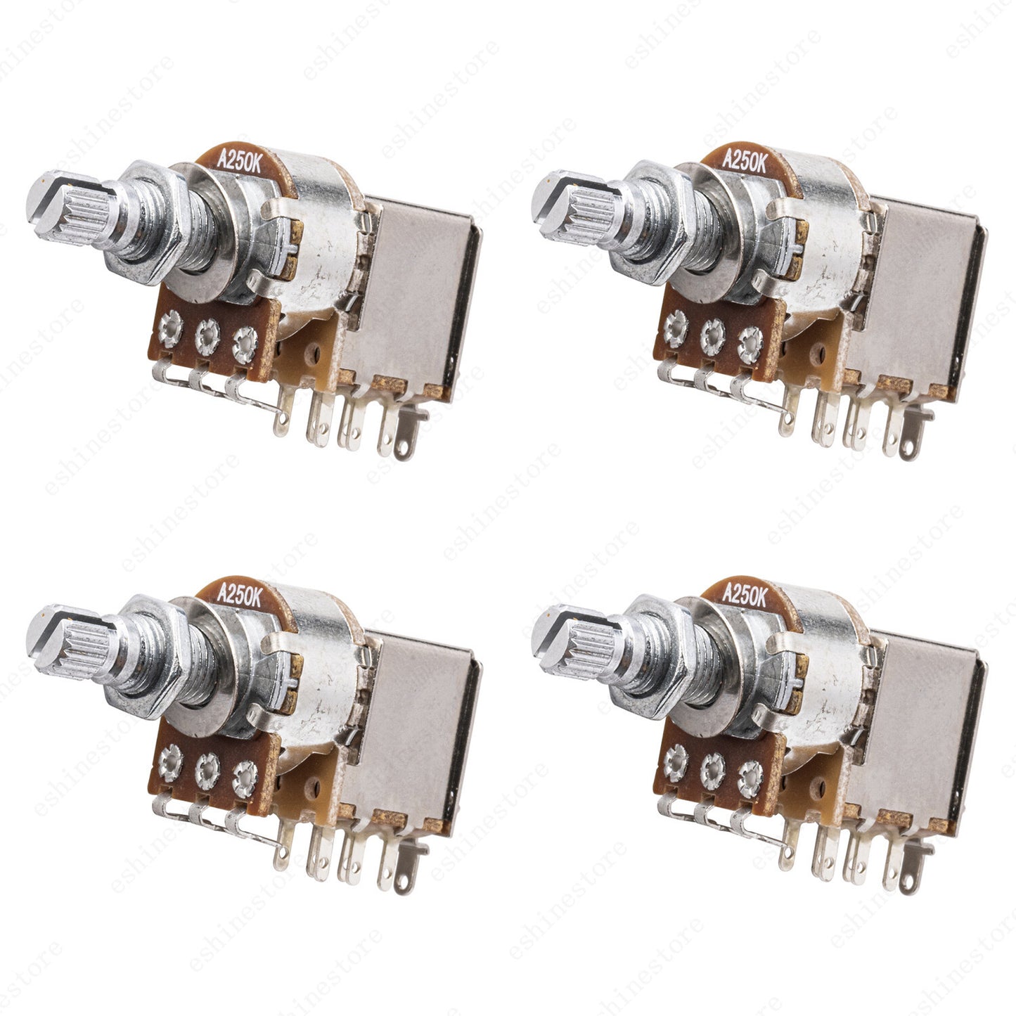 4 Pcs Guitar Push Pull Pot 18-Split Long Shaft switch, A/B/250/500K Tone Volume