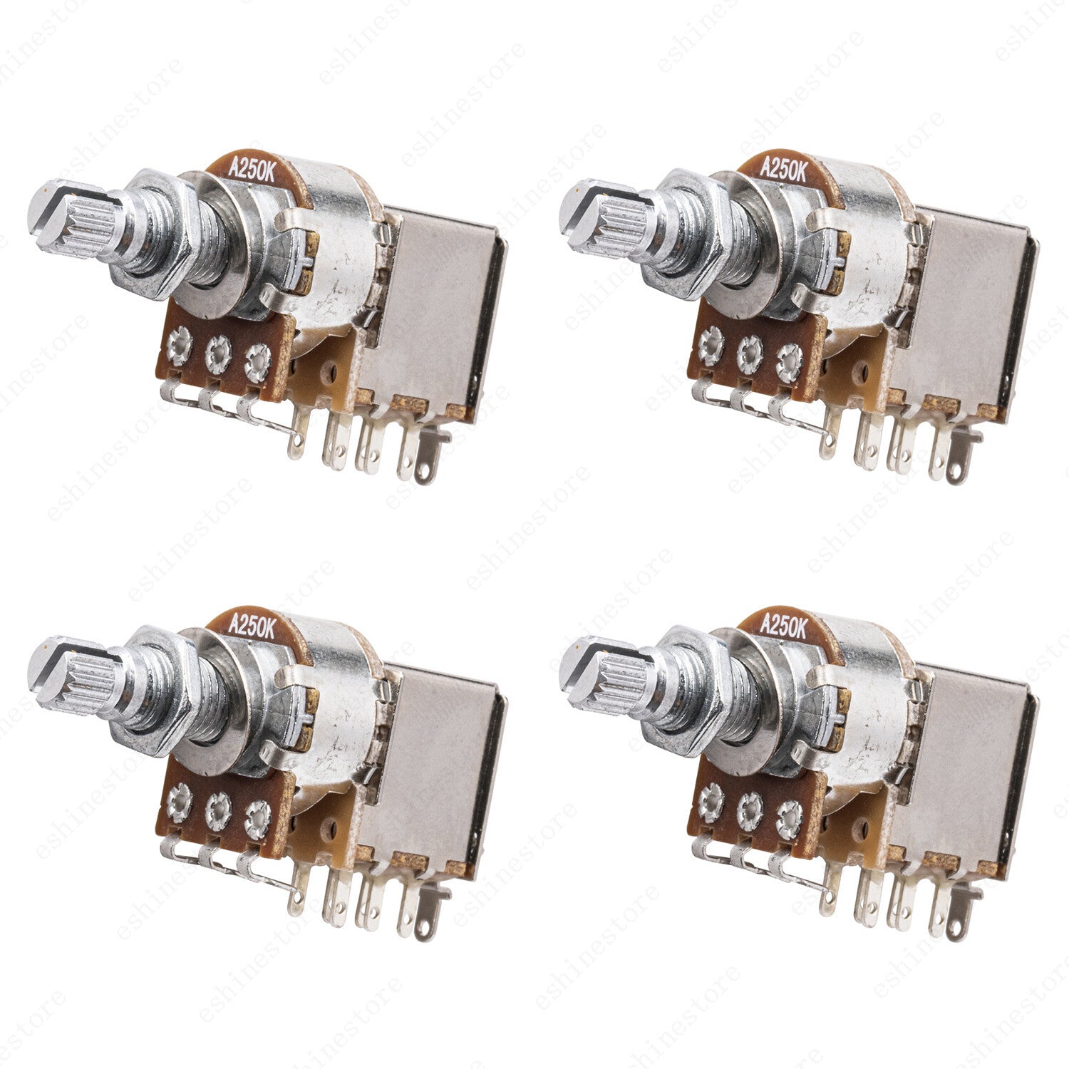 4 Pcs Guitar Push Pull Pot 18-Split Long Shaft switch, A/B/250/500K Tone Volume