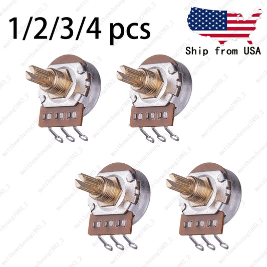 A/B 250K/500K Guitar Potentiometers Brass 15mm Short Shaft Pot US 24 Spline Fine