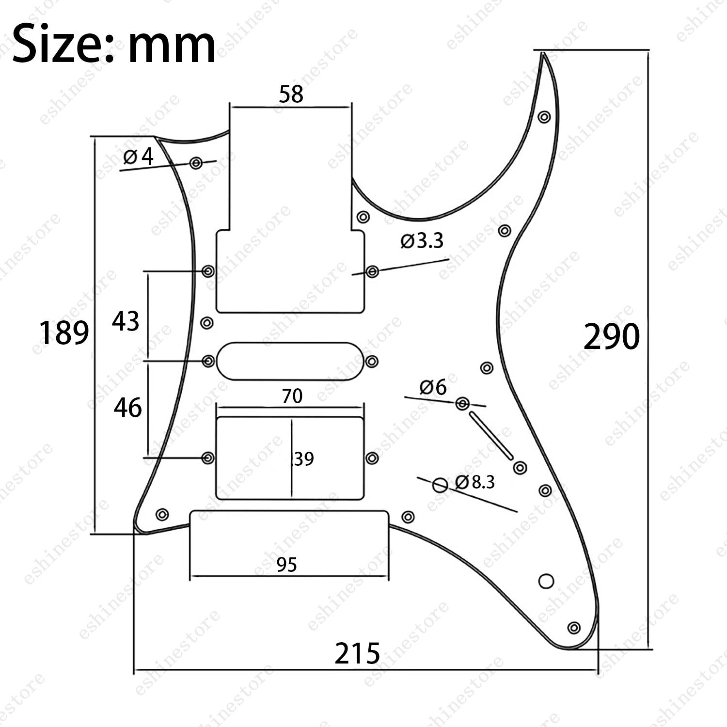10-Hole 4-Ply HSH Pickguard Scratch Plate with Screw for Ibanez JEM RG550 Guitar