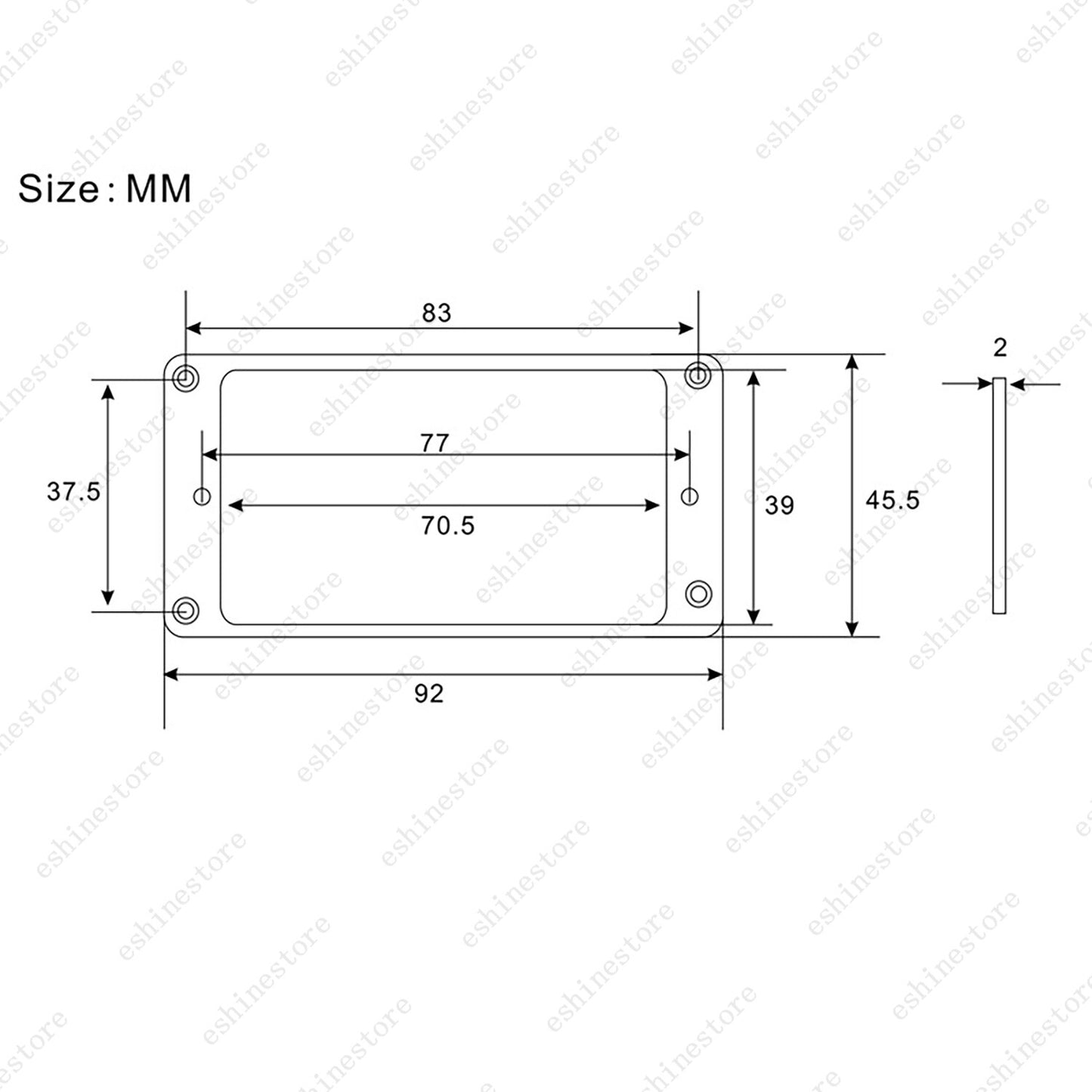 2x Black Metal Flat Bottom Humbucker Guitar Pickup Ring Pickup Frames For SG LP