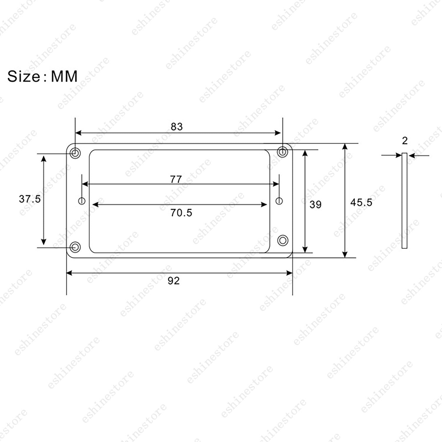 2x Black Metal Flat Bottom Humbucker Guitar Pickup Ring Pickup Frames For SG LP