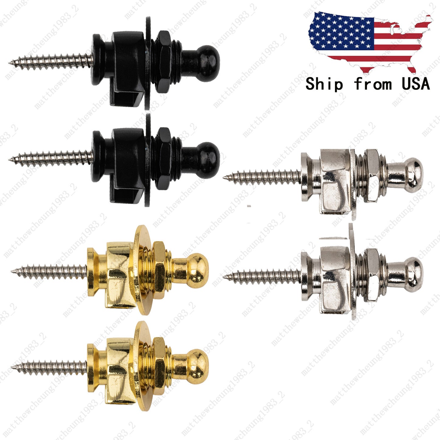 2 PCS Guitar Strap Lock Security Metal Fastener Strap Locks Metal Button 3 Color