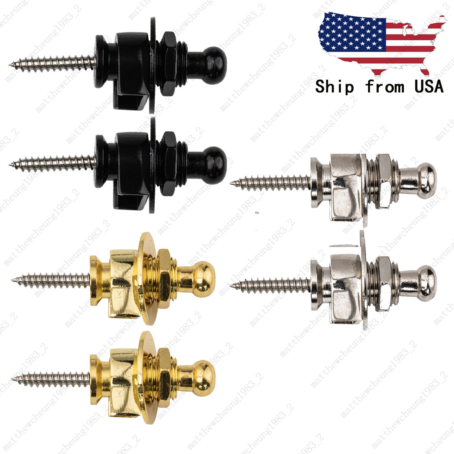 2 PCS Guitar Strap Lock Security Metal Fastener Strap Locks Metal Button 3 Color