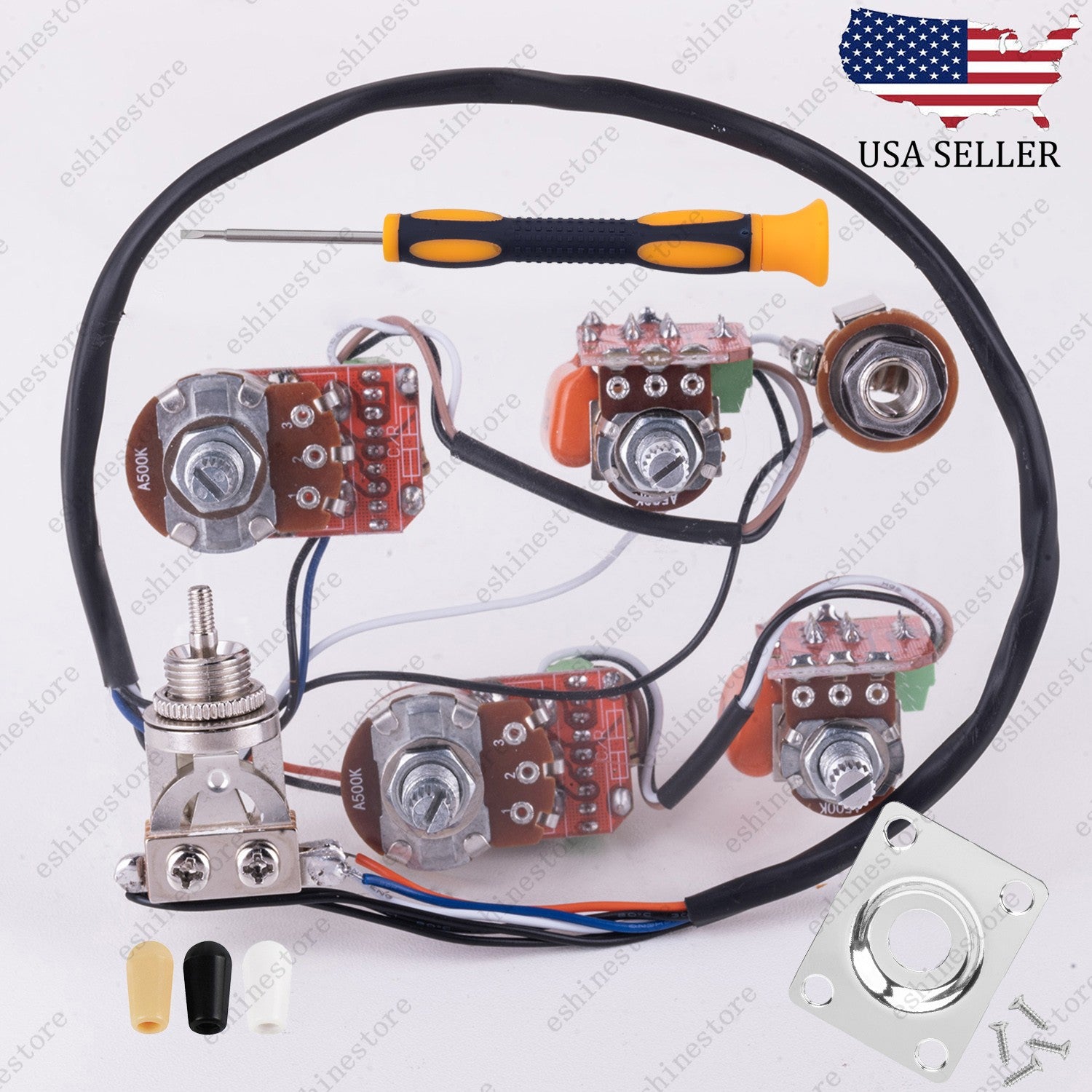 Solderless Prewired Harness 3-Way Switch A/B500K Push-Pull Pot Coil Split for LP