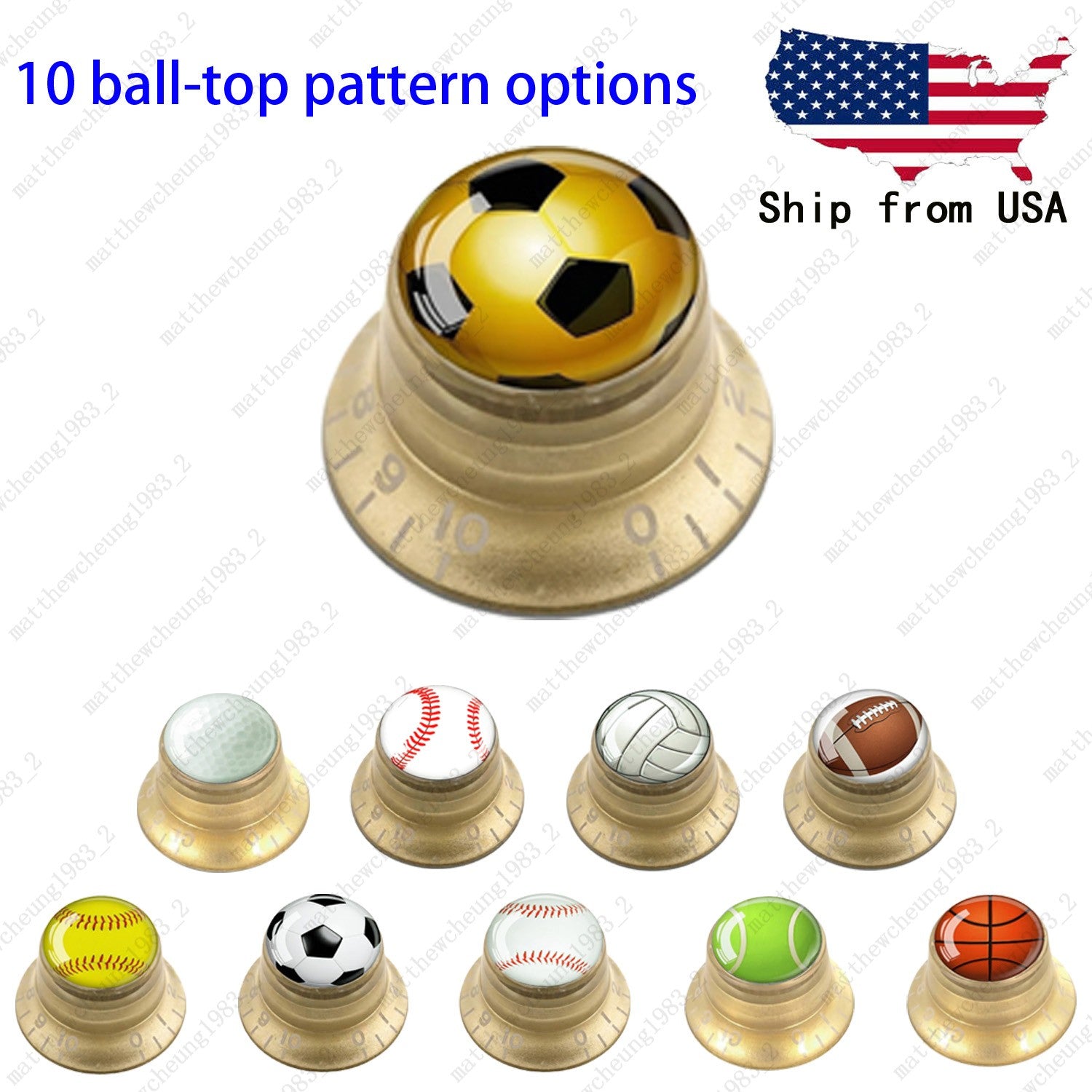 4Pcs Gold Guitar Reflector Knobs For Les Paul SG  - 10 Ball Styles Available