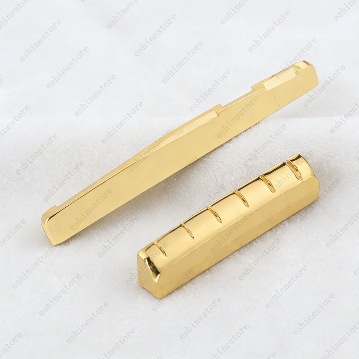 A Set of 6 String Acoustic Folk Guitar Brass Pre-Slotted Nut&Saddle(72/74/76MM)